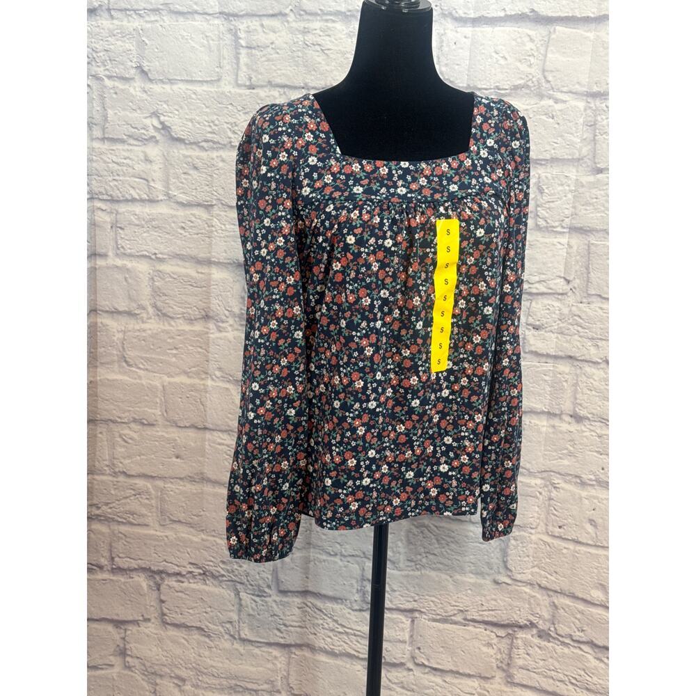 Lucky Brand knit floral top Blue Small